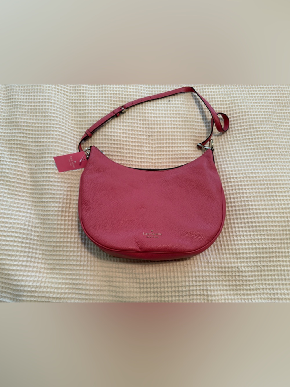 kate spade Pink Pebbled Leather Crescent Shoulder Bag
